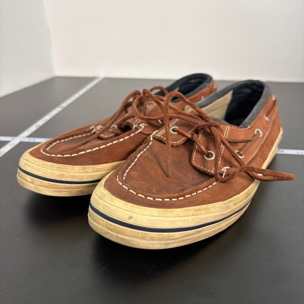 Polo Sport Mens Boat Shoes 10.5 Brown Leather Moc Toe Loafers AAM16191